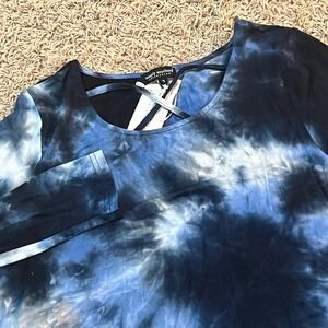 Simply Southern Collection Tie Dye Long Sleeve Crisscross Neck Dress Womens Sz S